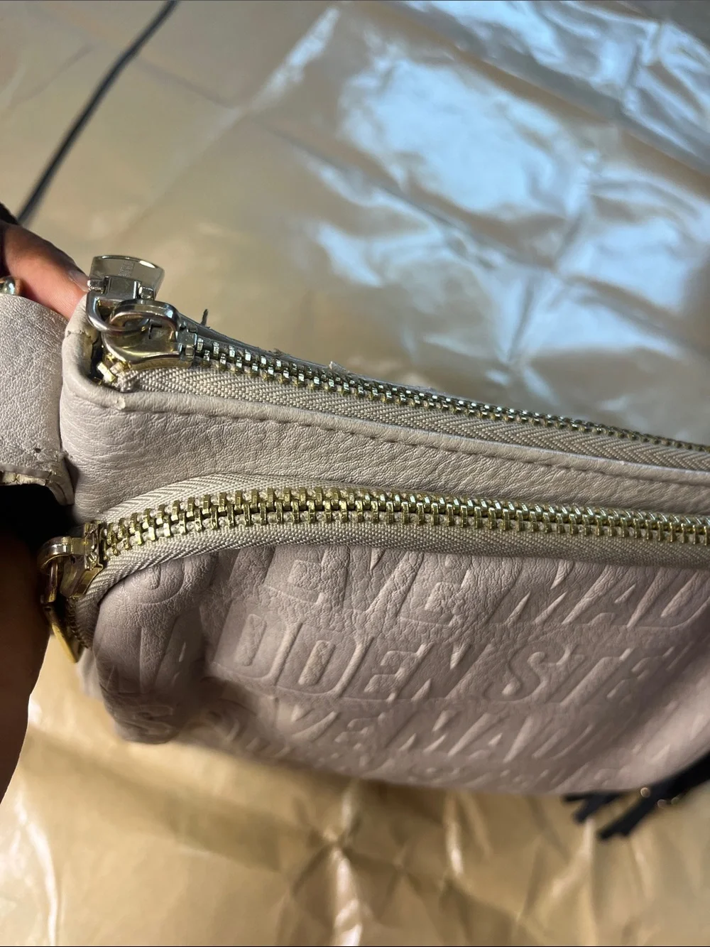 Steve Madden Cream Crossbody with Black Strap and Tassel